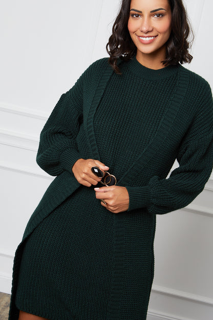 Pull à Col Roulé avec Découpe Col V et Manches Bouffantes