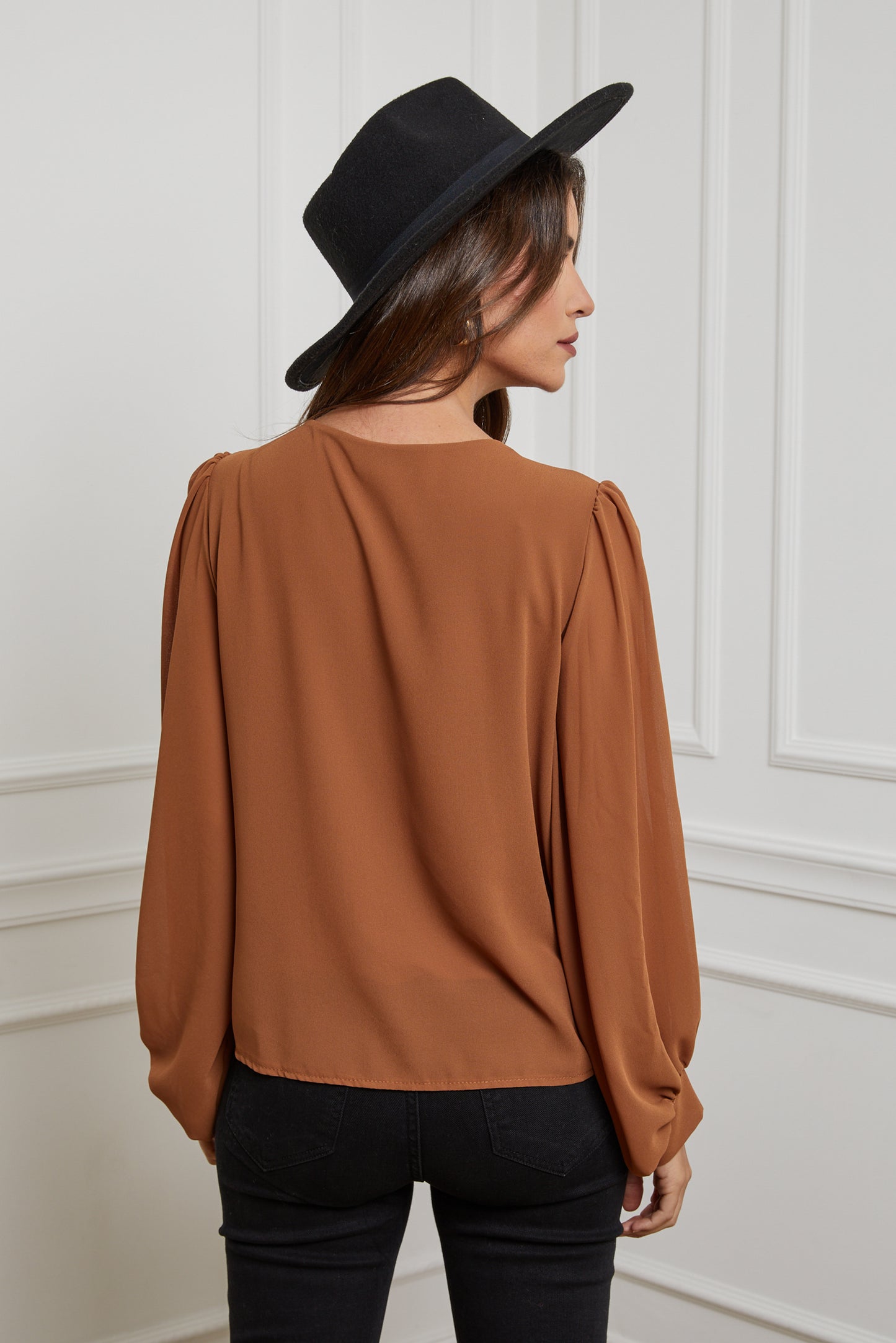 22515-Chemisier col V avec doublure,