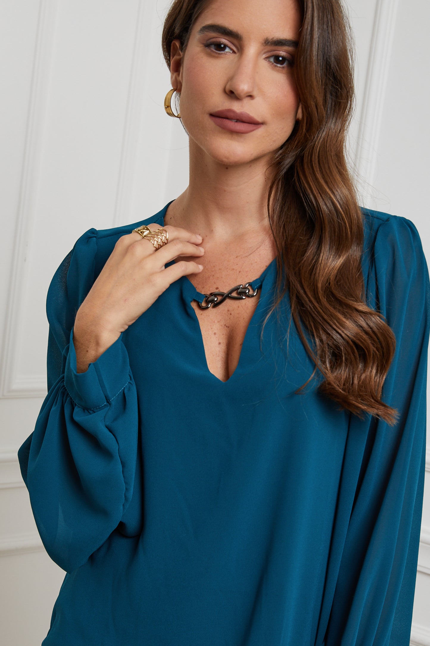 22515-Chemisier col V avec doublure,