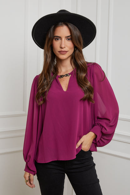 22515-Chemisier col V avec doublure,