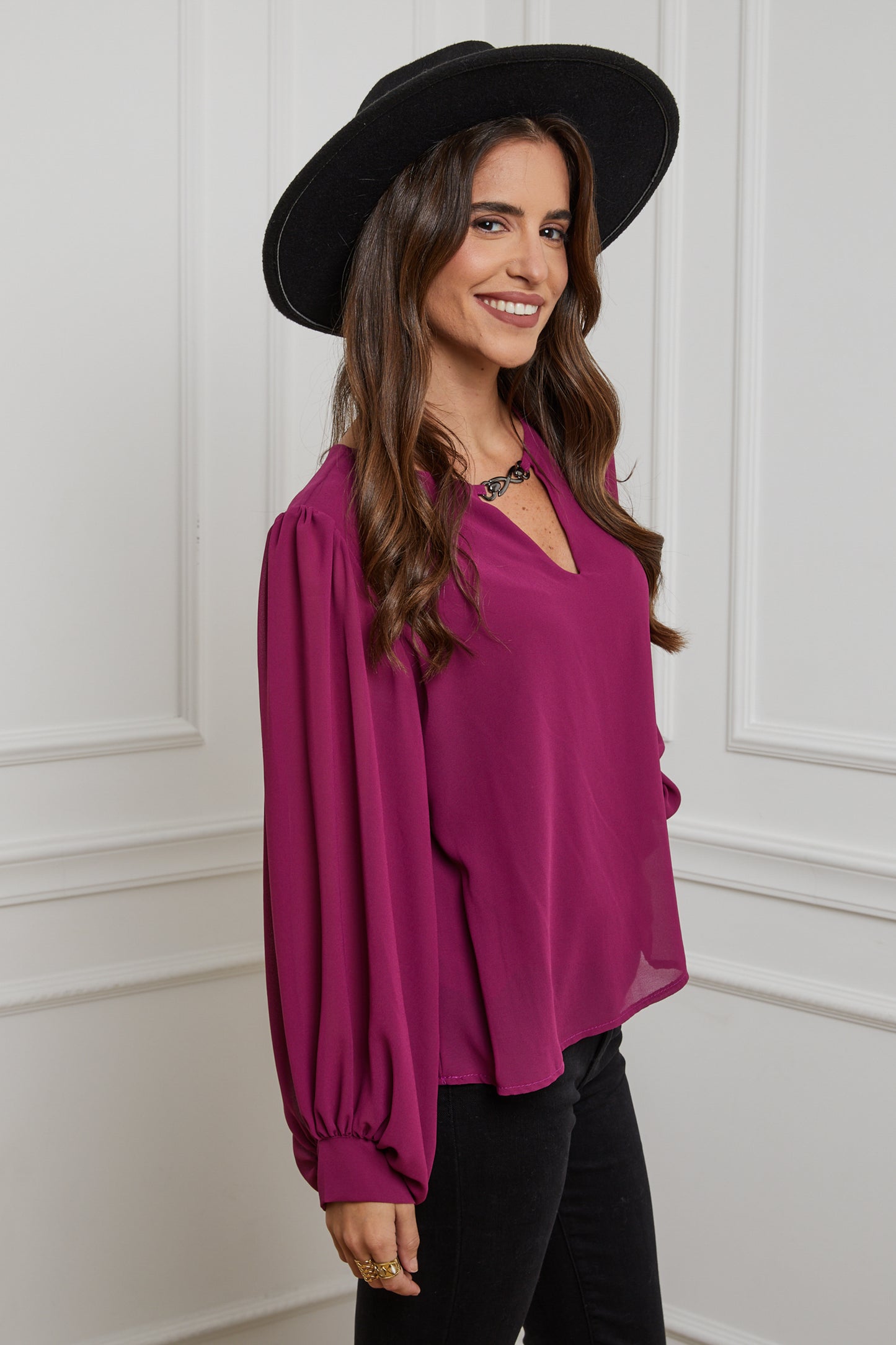 22515-Chemisier col V avec doublure,