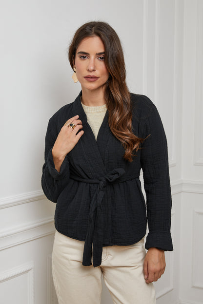 28288-Gilet avec attache, poches sur le côté