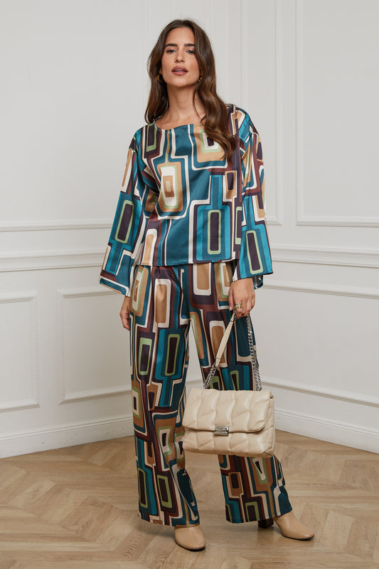 36080-Chemisier col rond, manches 3/4