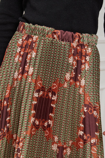 55085-Jupe plissée imprimée, mi-longue