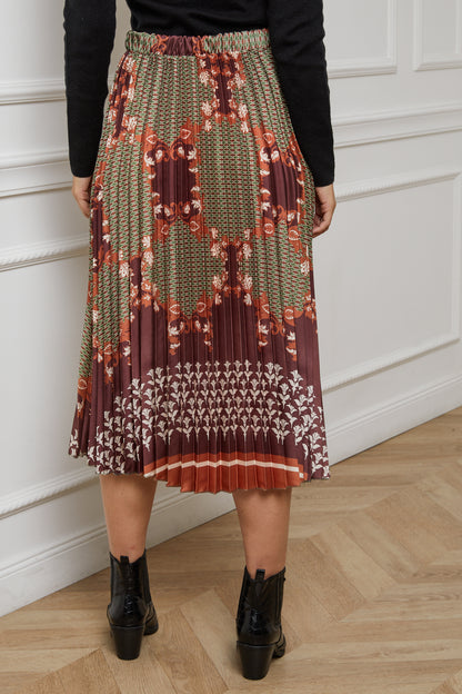 55085-Jupe plissée imprimée, mi-longue