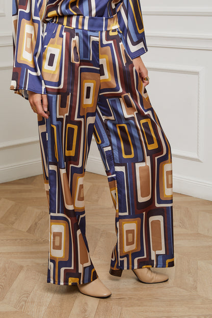 76808-Pantalon tissu imprimé, large avec deux poches latérales