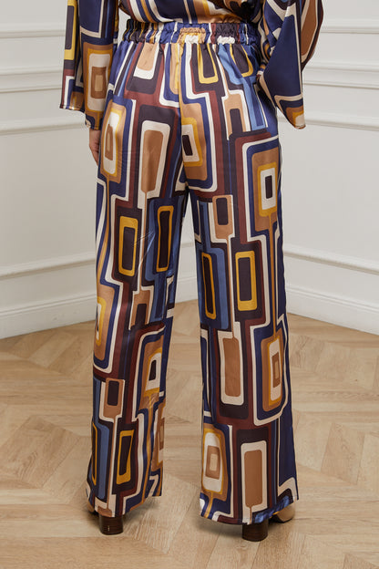 76808-Pantalon tissu imprimé, large avec deux poches latérales