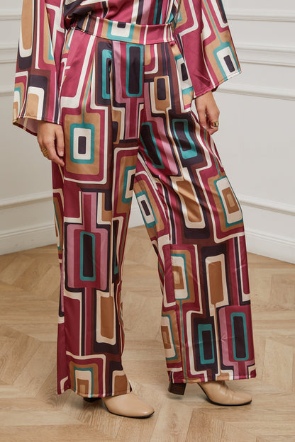 76808-Pantalon tissu imprimé, large avec deux poches latérales