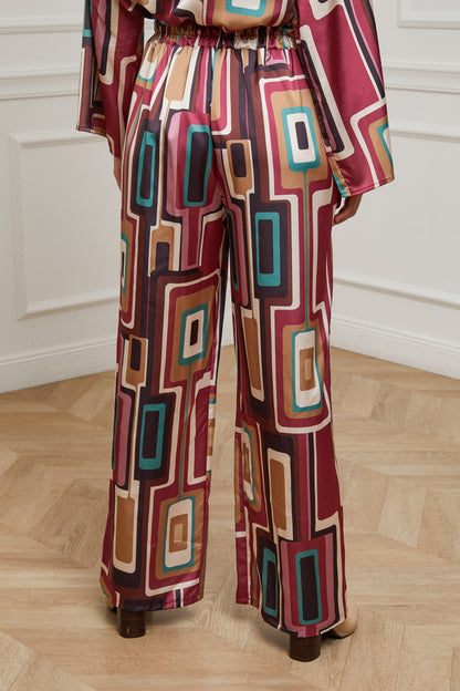 76808-Pantalon tissu imprimé, large avec deux poches latérales