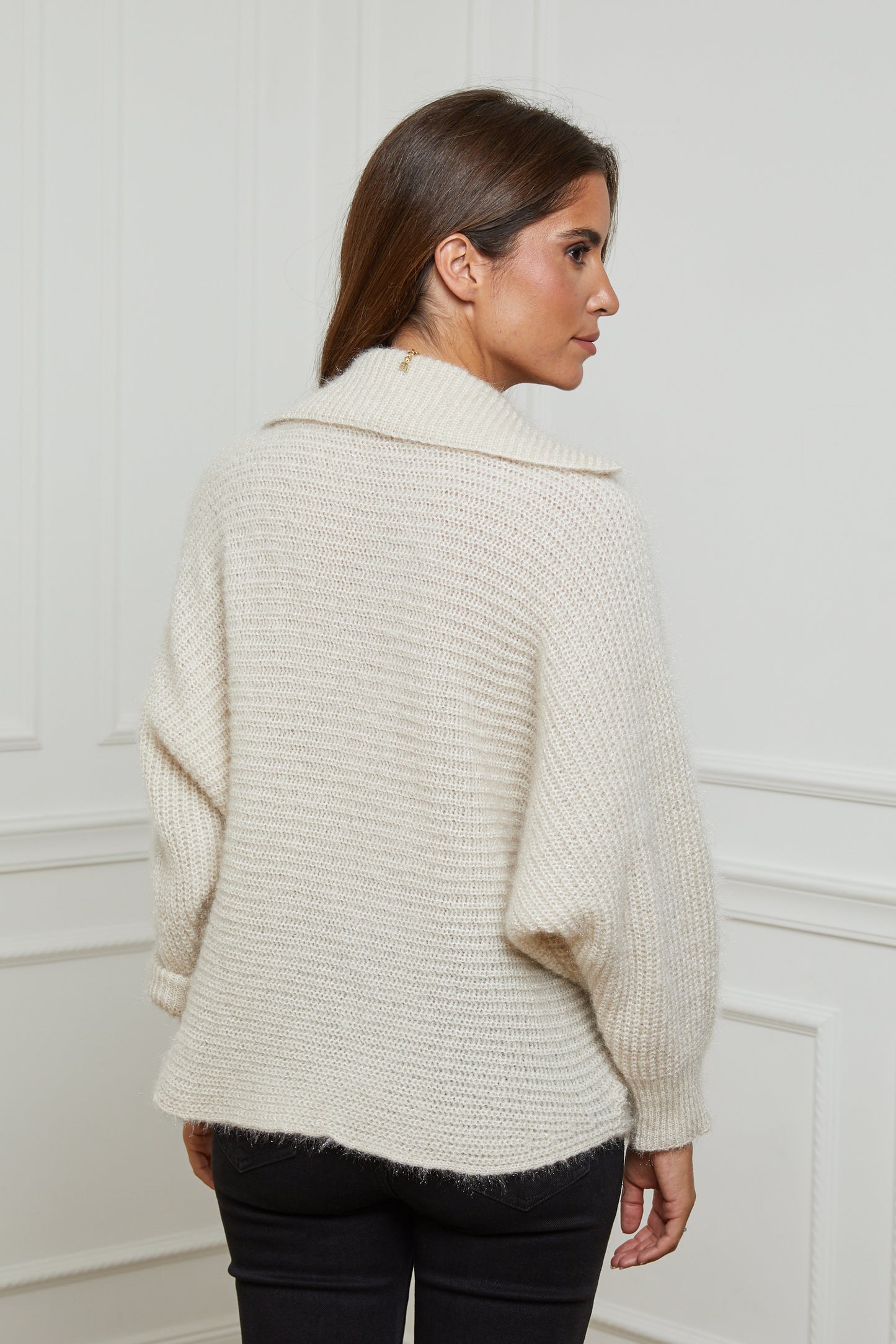 Pull Manches Chauve-Souris avec Col Chemise