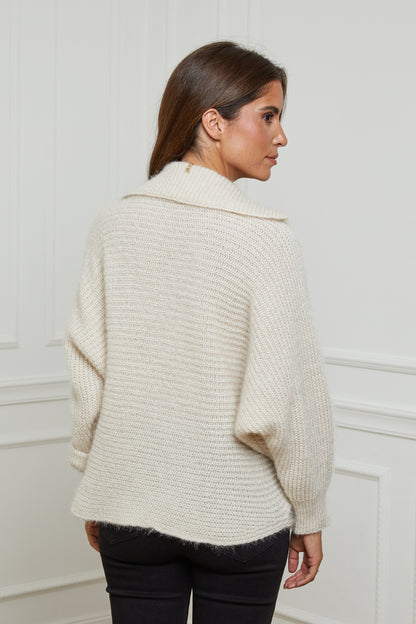 Pull Manches Chauve-Souris avec Col Chemise