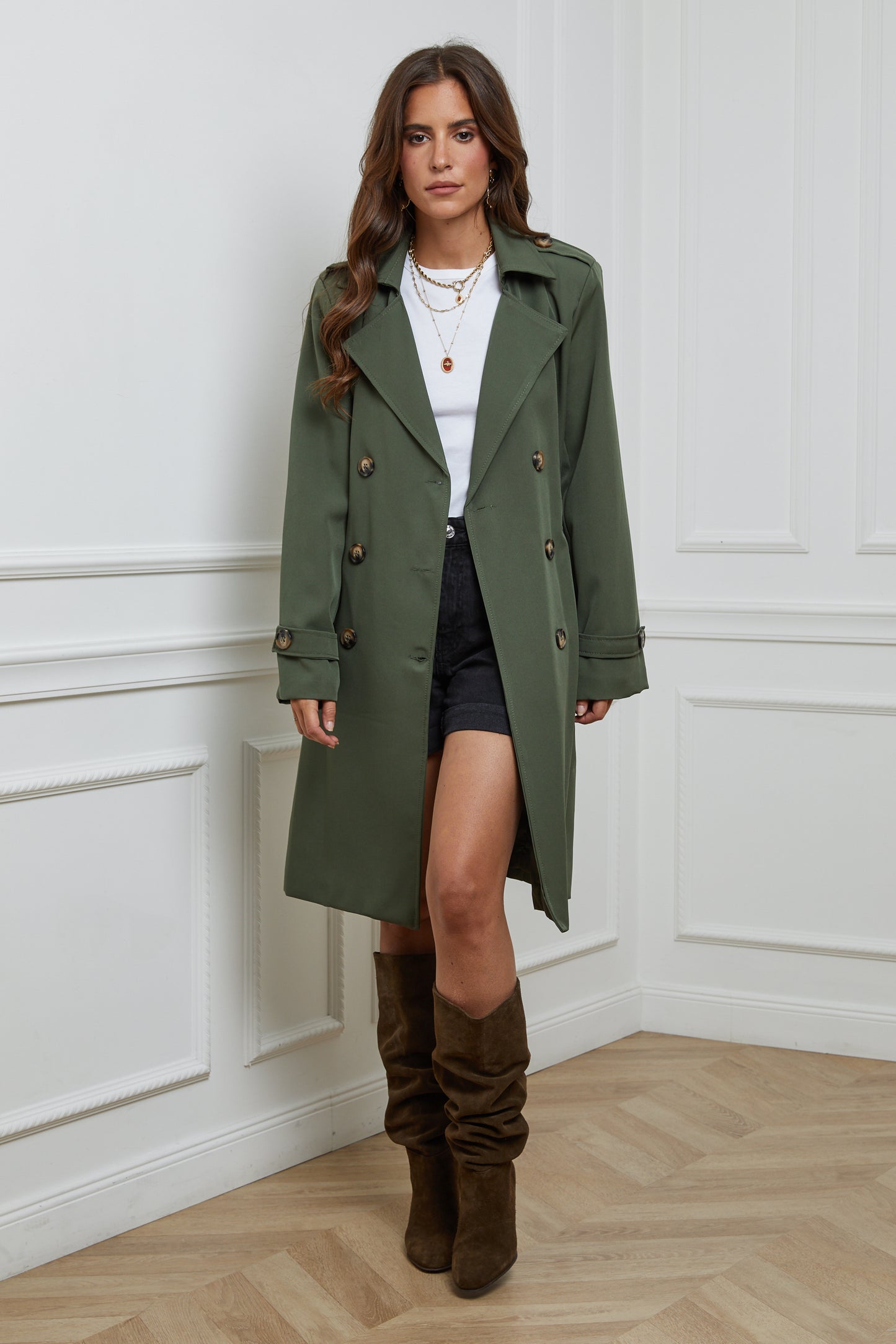 Trench Mi-Long avec Col Rabat