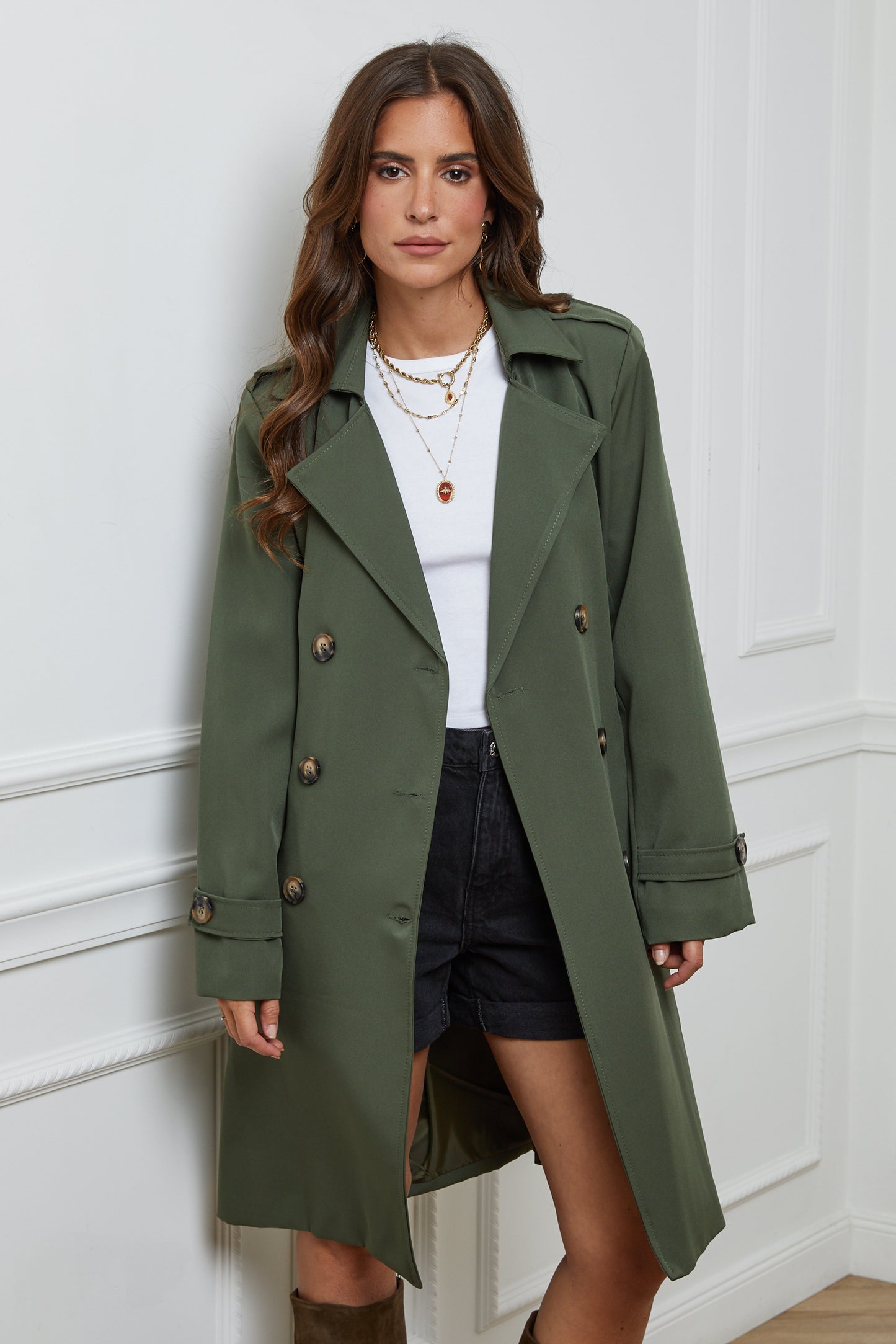 Trench Mi-Long avec Col Rabat