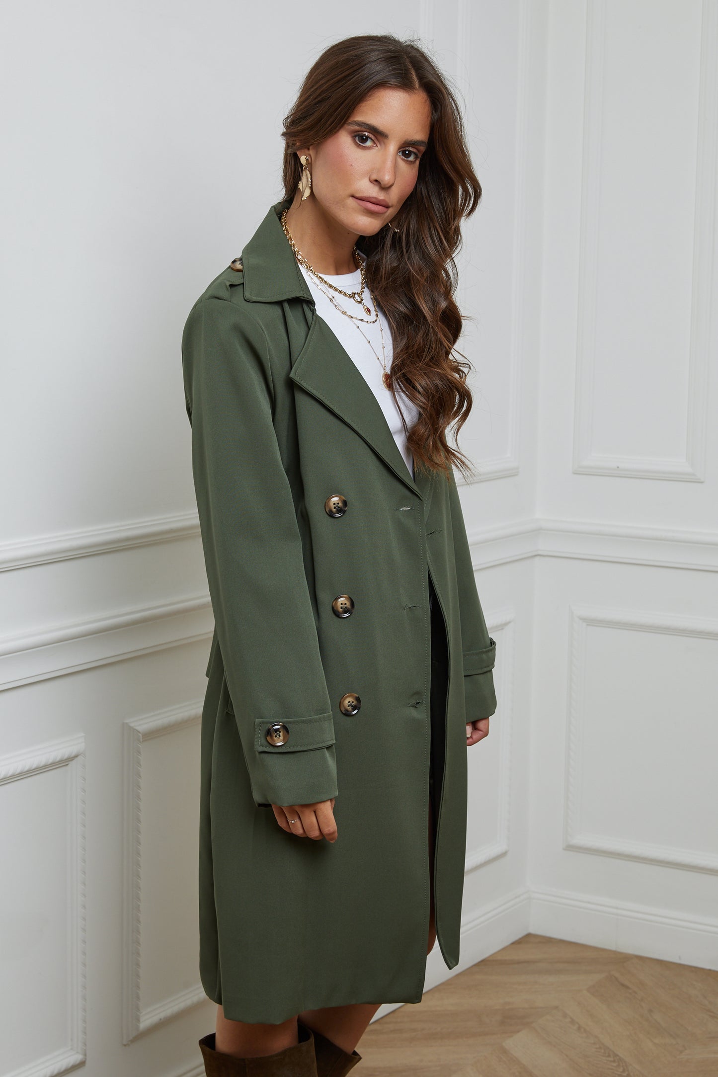 Trench Mi-Long avec Col Rabat