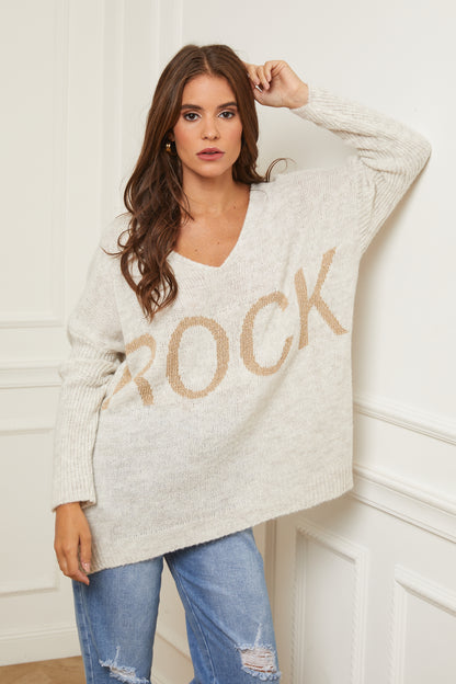 Pull en Maille Oversize à Col V