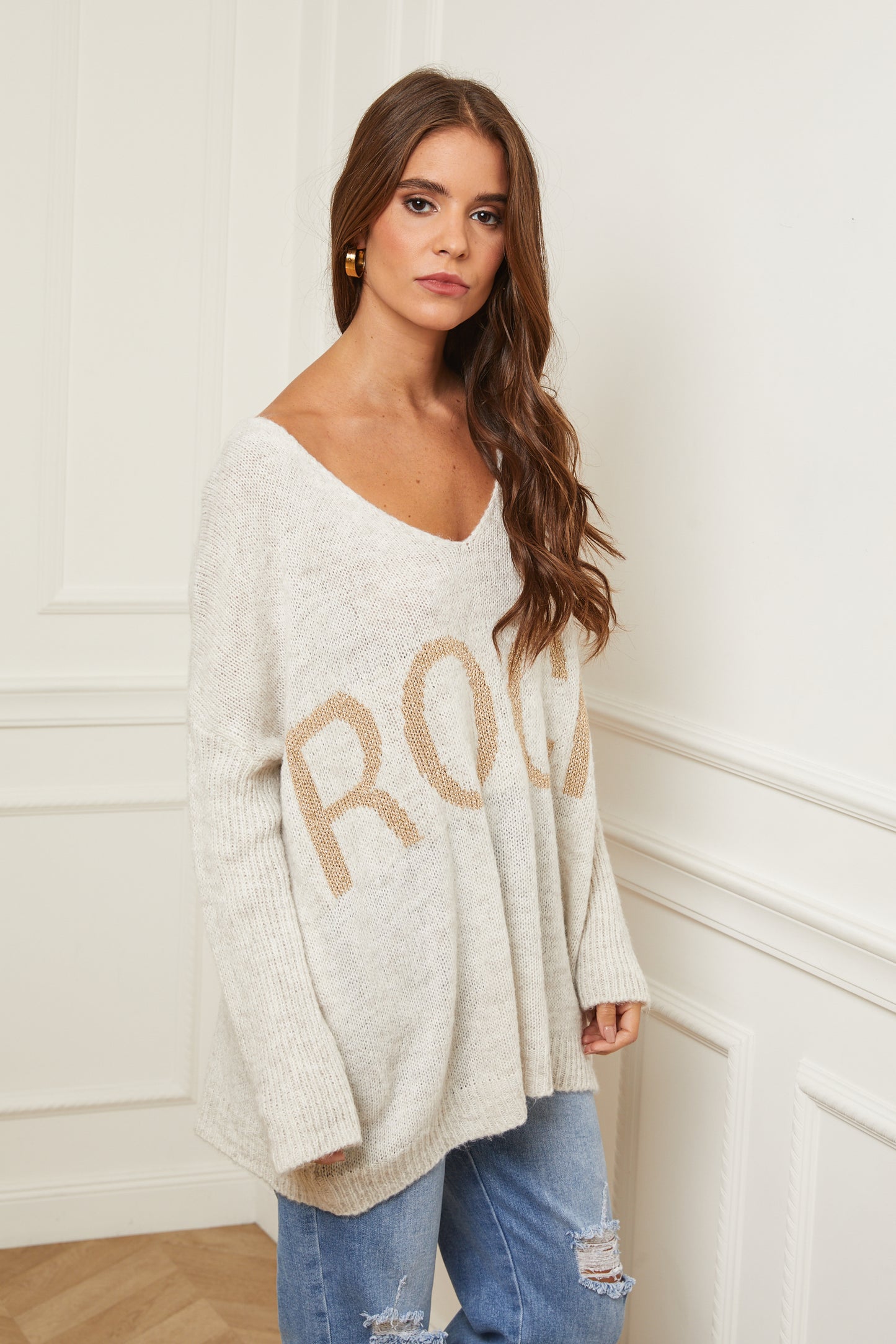 Pull en Maille Oversize à Col V