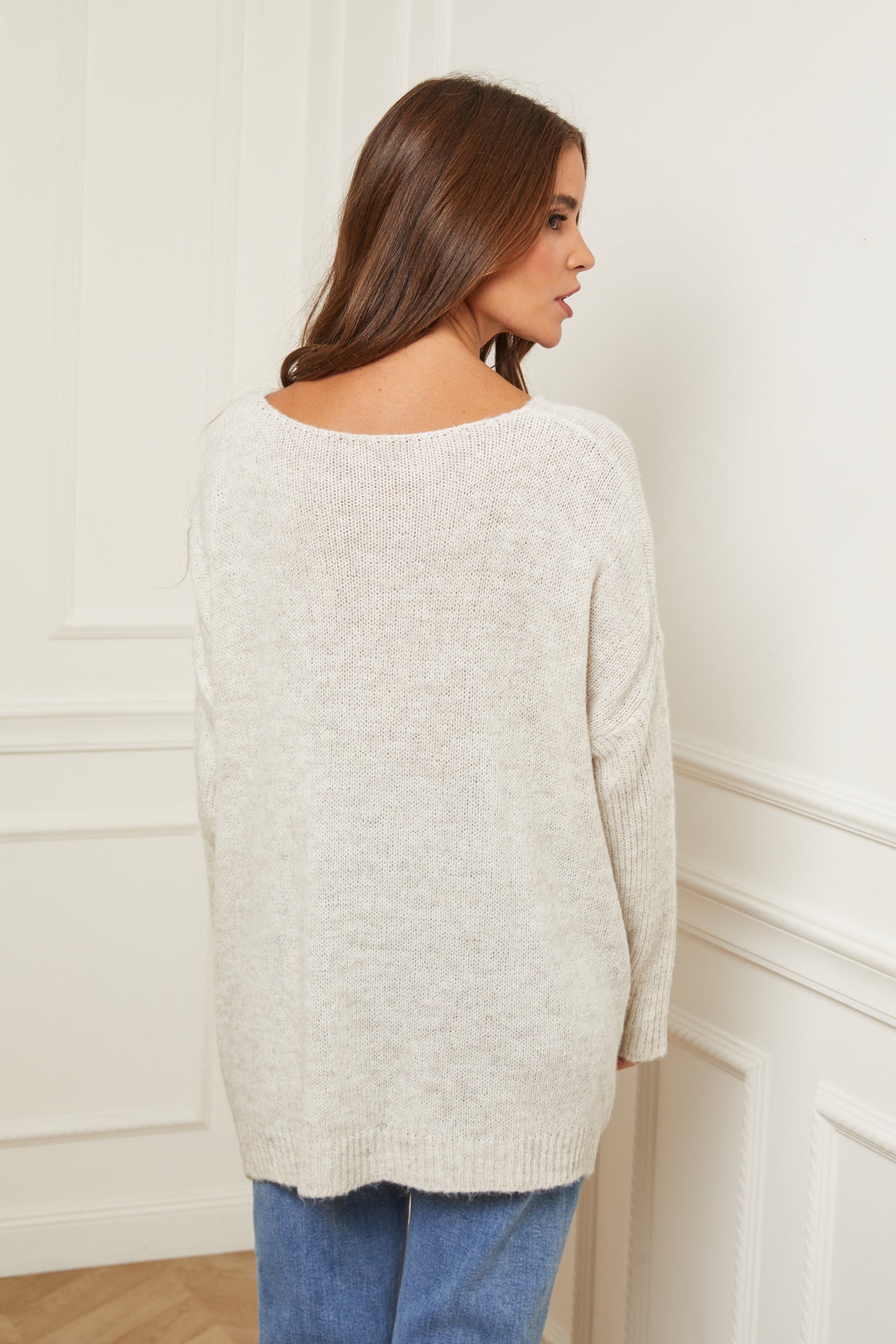 Pull en Maille Oversize à Col V