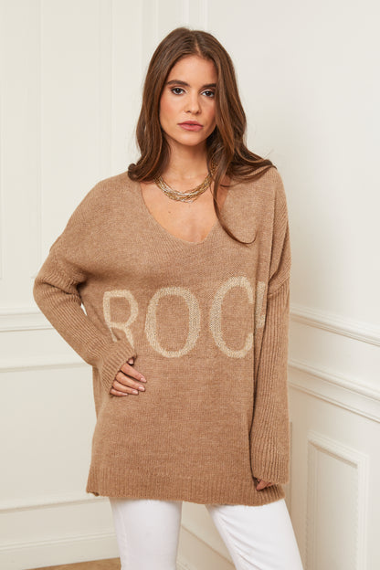 Pull en Maille Oversize à Col V