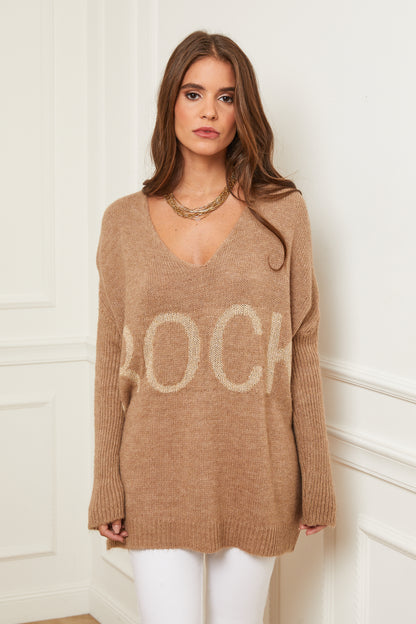 Pull en Maille Oversize à Col V
