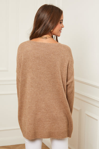 Pull en Maille Oversize à Col V