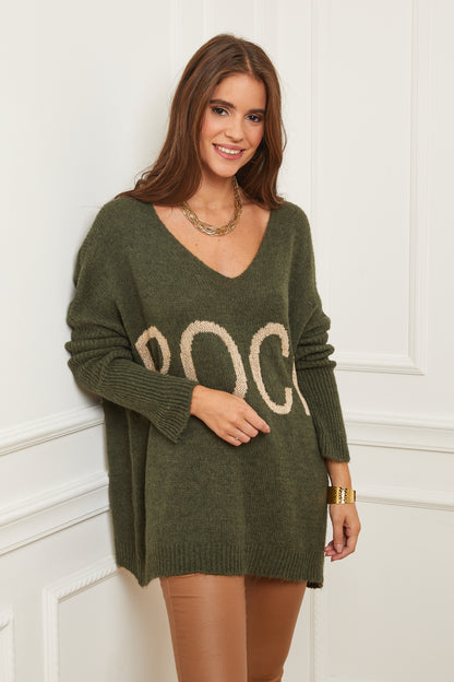 Pull en Maille Oversize à Col V