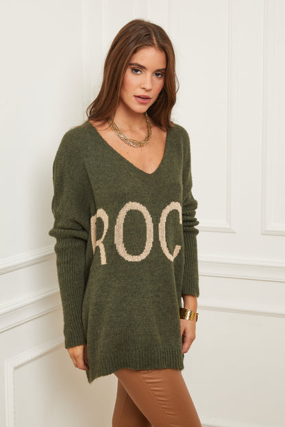 Pull en Maille Oversize à Col V
