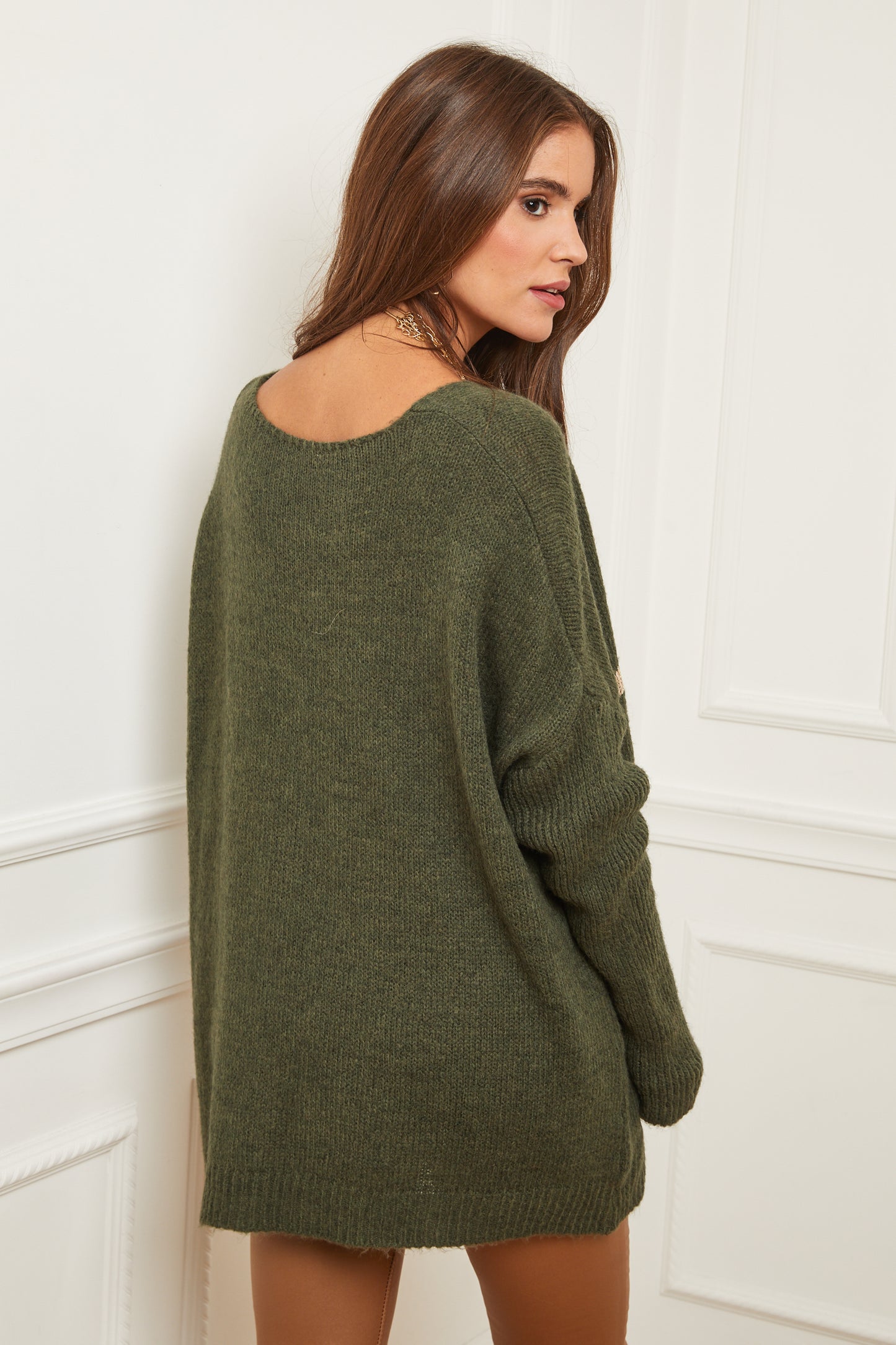 Pull en Maille Oversize à Col V