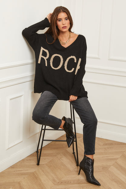 Pull en Maille Oversize à Col V