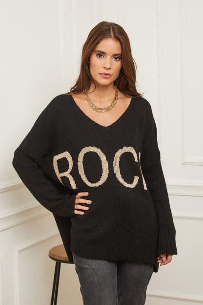 Pull en Maille Oversize à Col V