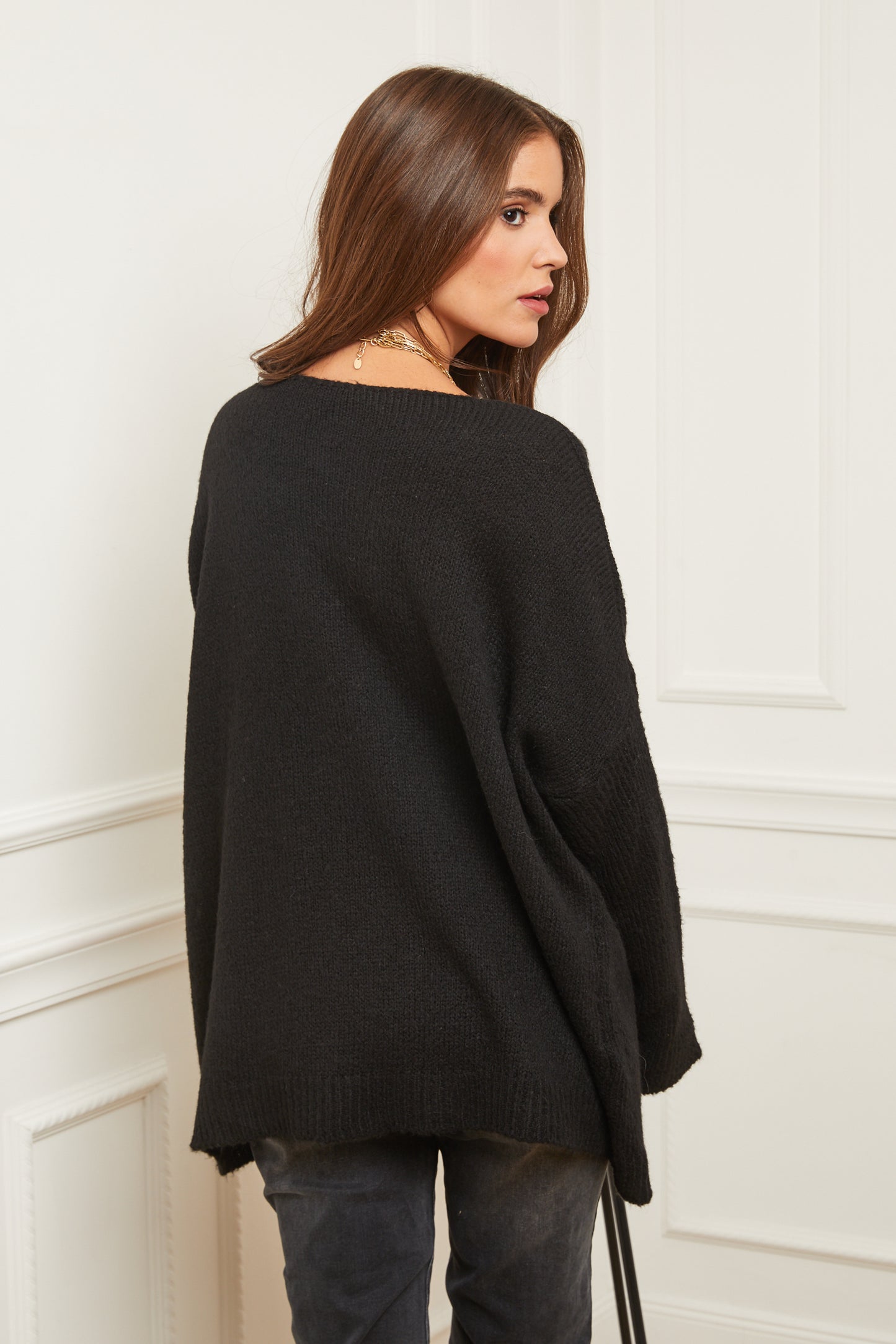 Pull en Maille Oversize à Col V