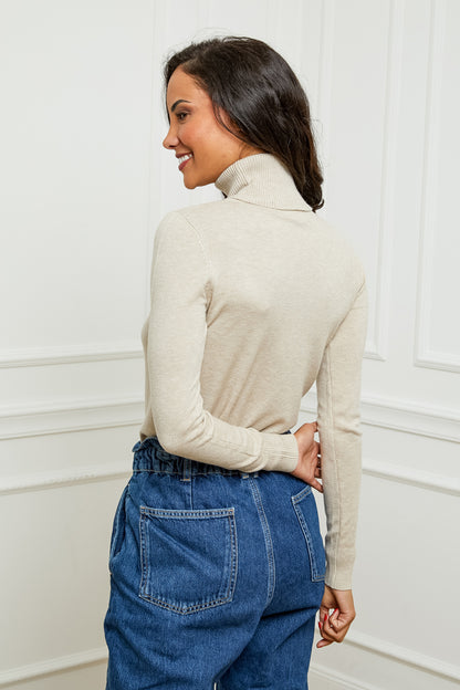 W2005-Pull en Maille Fine à Col Roulé