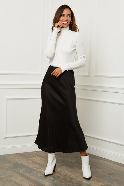 W2005-Pull en Maille Fine à Col Roulé