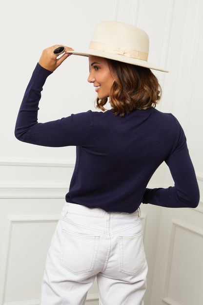 W2005-Pull en Maille Fine à Col Roulé