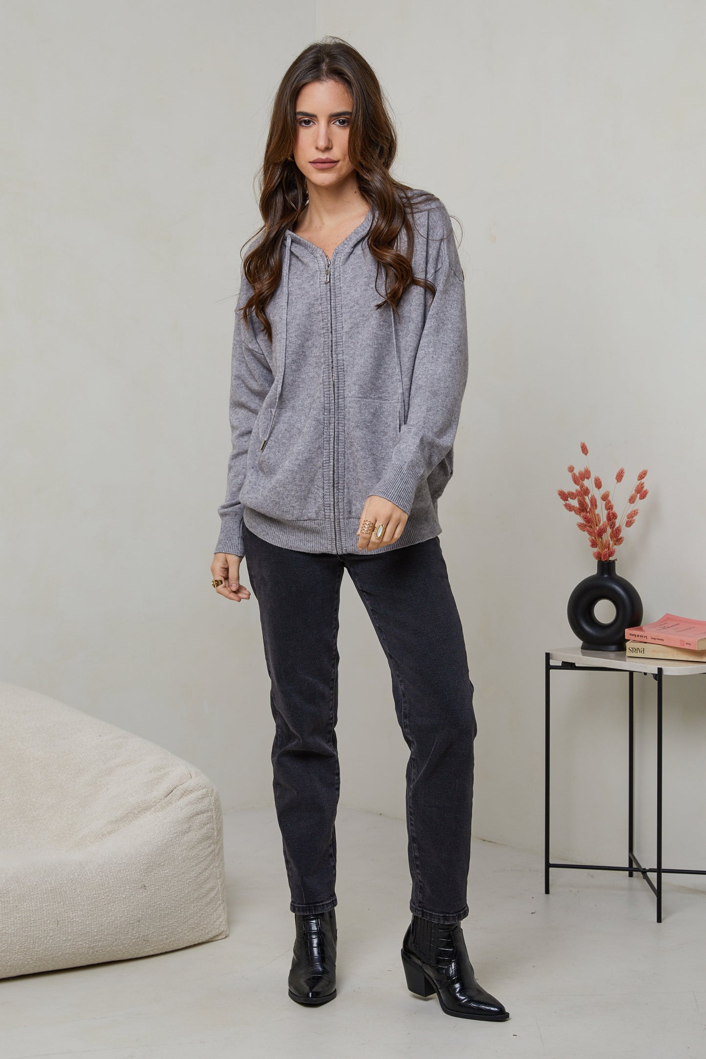 W2319-Pull sweatshirt à capuche