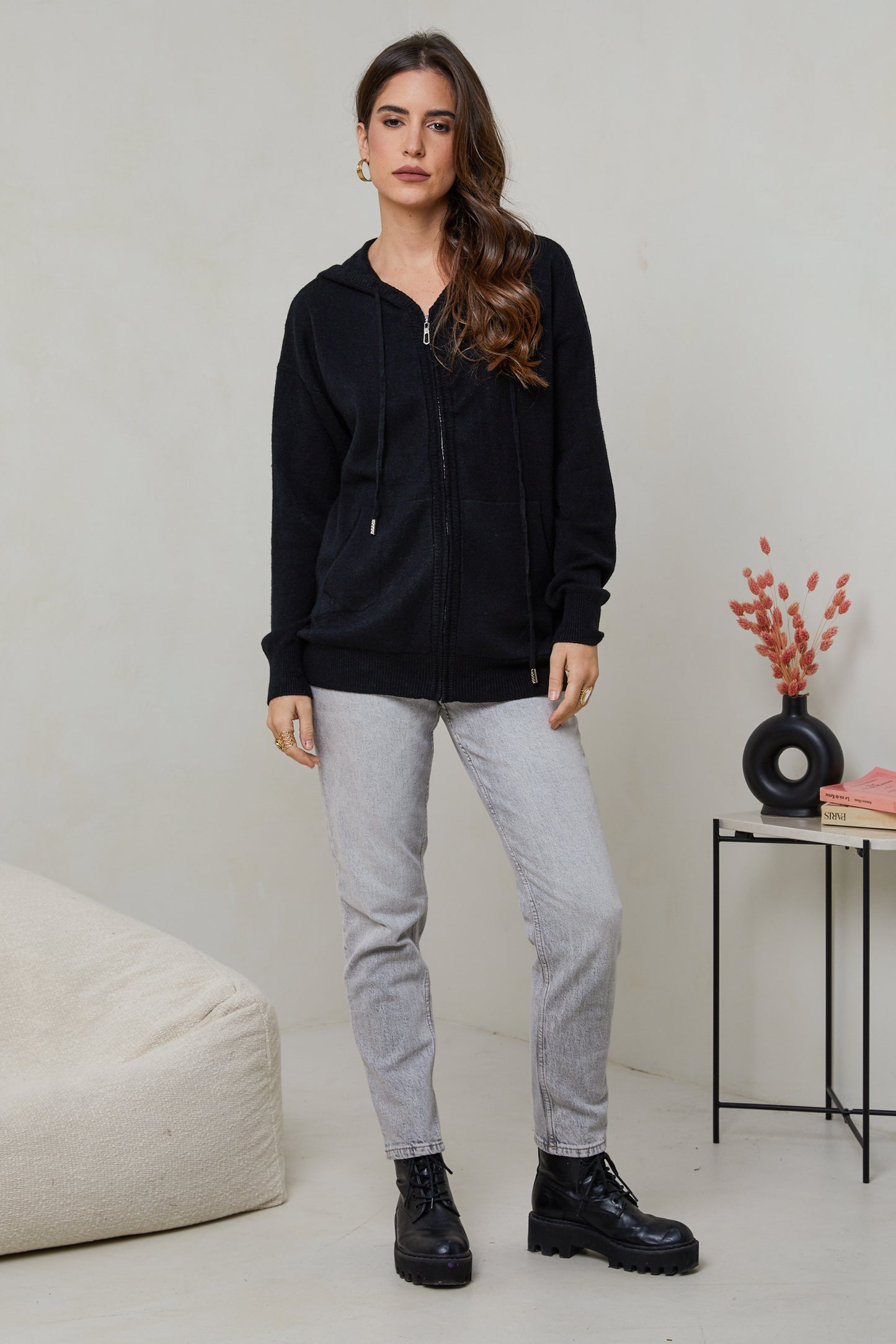W2319-Pull sweatshirt à capuche