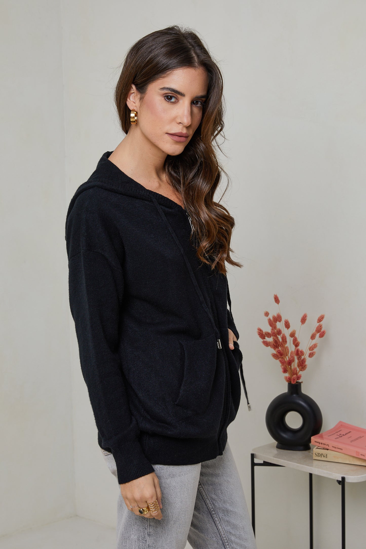 W2319-Pull sweatshirt à capuche